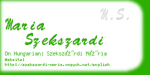 maria szekszardi business card